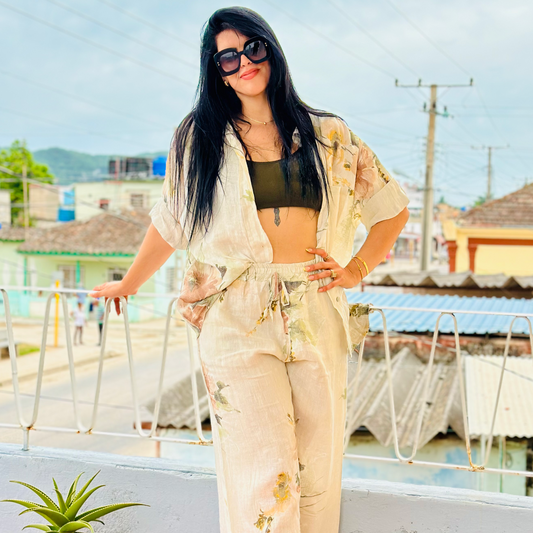 Laura linen pants set