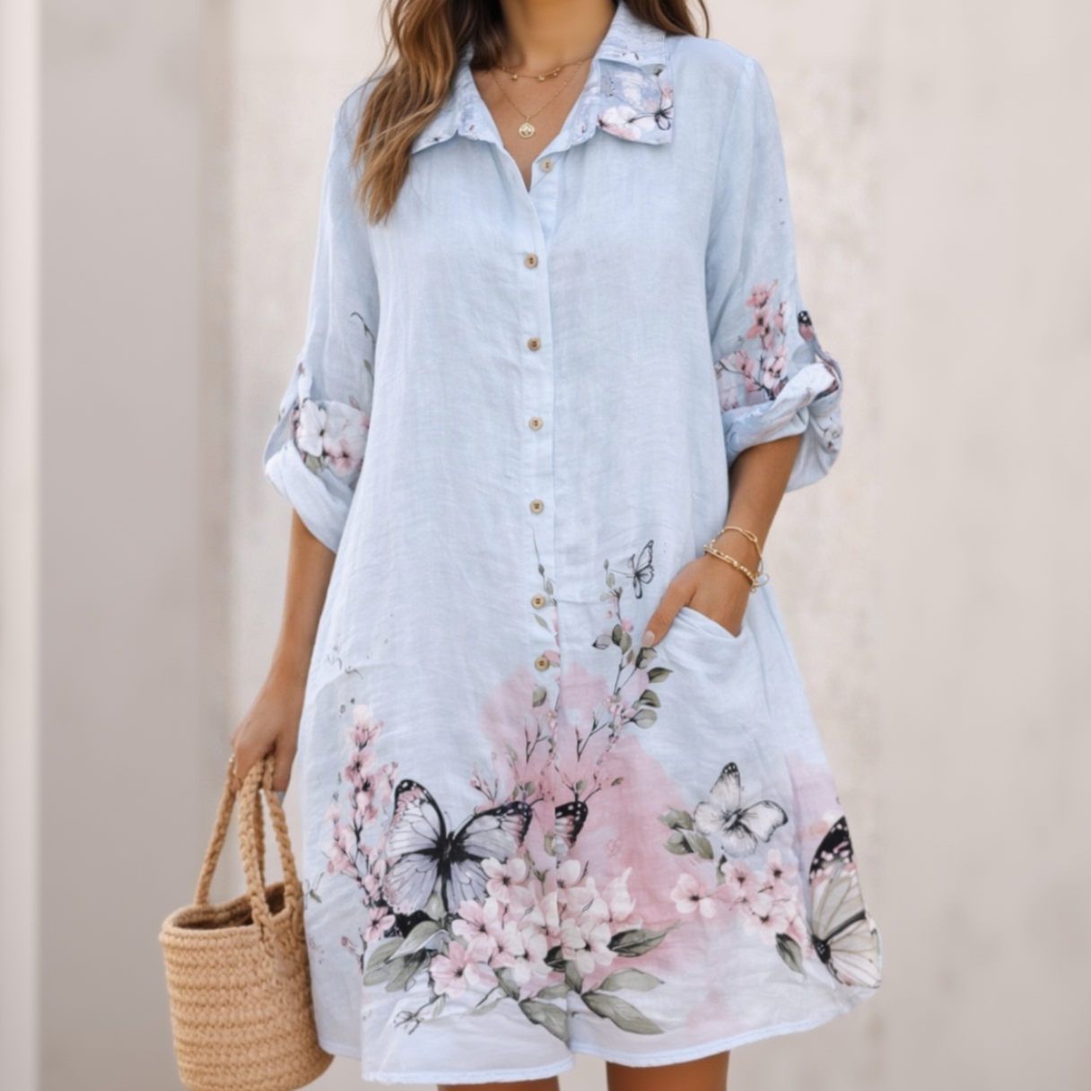 Mariposa Linen Shirt Dress