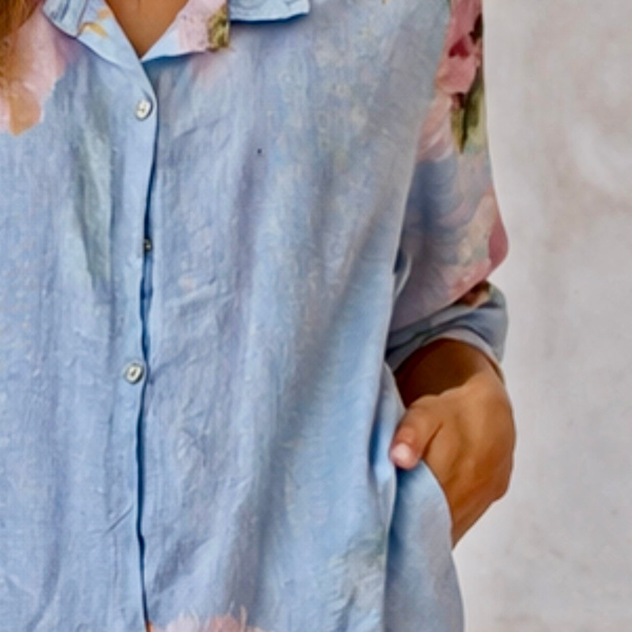 Flowers for Mom linen shirt dress